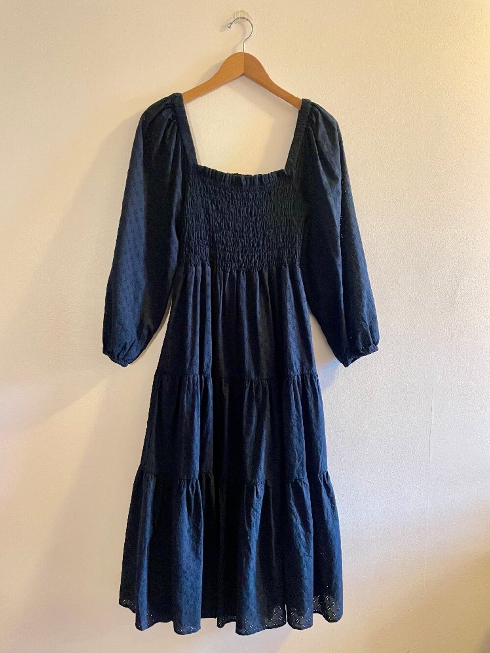 Madewell Navy Blue Eyelet Maxi Dress